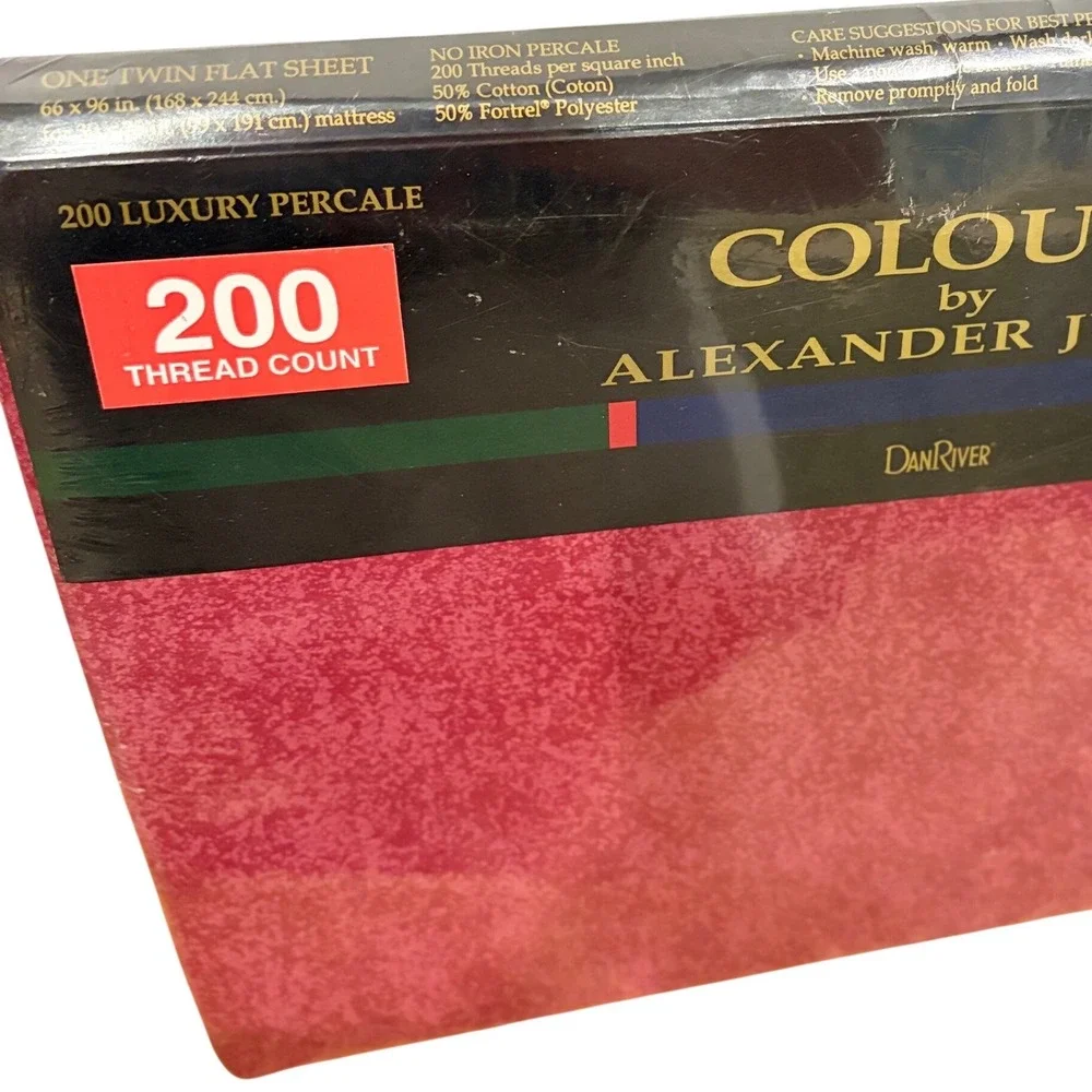 Vtg Dan River Colour by Alexander Julian Twin Flat Sheet NOS Sealed Fuchsia Plum